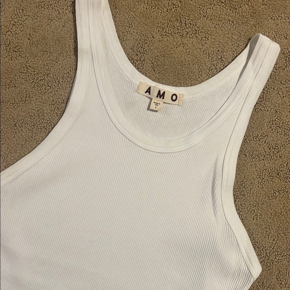 AMO White Fitted Sleeveless Tank Top